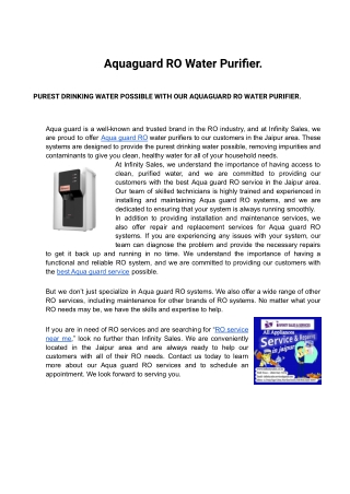 Aquaguard RO Water Purifier.