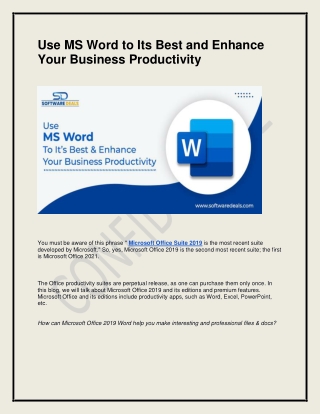 Use MS Word To Its Best And Enhance Your Business Productivity