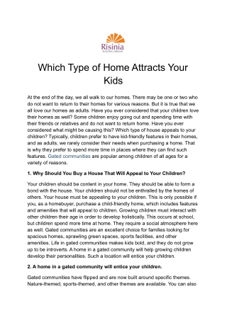 Which Type of Home Attracts Your Kids