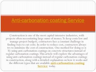 Anti-carbonation coating Service