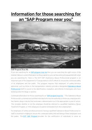 Information for those searching for an “SAP Program near you”
