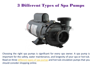 3 Different Types of Spa Pumps