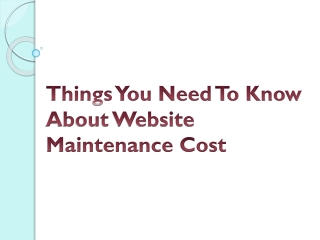 Things You Need To Know About Website Maintenance Cost