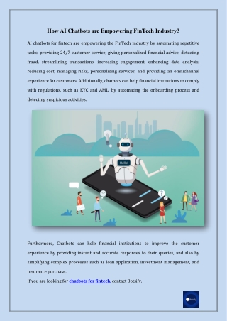 How AI Chatbots are Empowering FinTech Industry?
