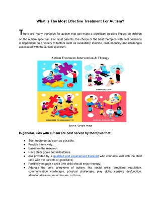 What is the most effective treatment for autism?