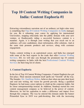 Top 10 Content Writing Companies in India