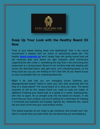 Keep Up Your Look with the Healthy Beard Oil Now