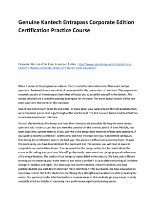 Kantech Entrapass Corporate Edition Certification