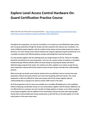 Lenel Access Control Hardware On-Guard Certification