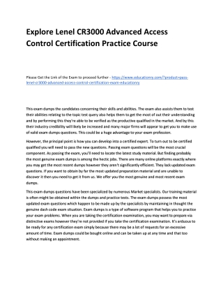 Lenel CR3000 Advanced Access Control Certification