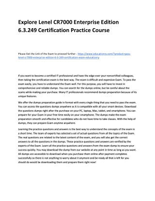 Lenel CR7000 Enterprise Edition 6.3.249 Certification