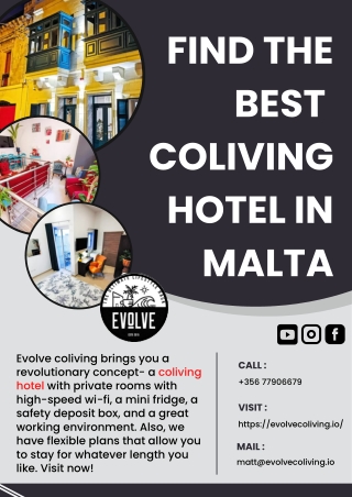 Find the Best  Coliving Hotel in Malta