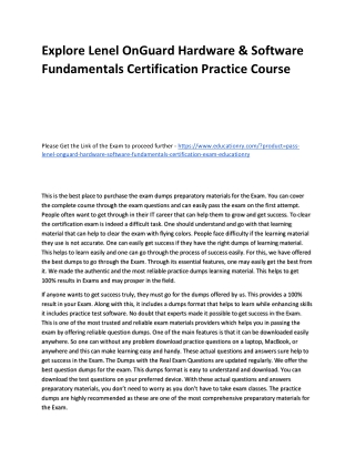 Lenel OnGuard Hardware & Software Fundamentals Certification