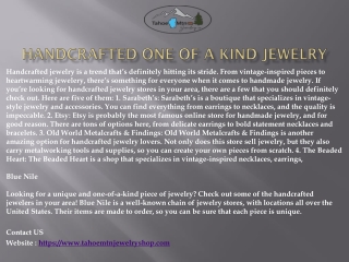 Handcrafted One Of A Kind Jewelry