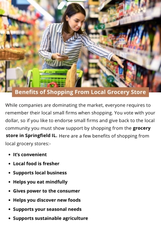 Benefits of Shopping From Local Grocery Store