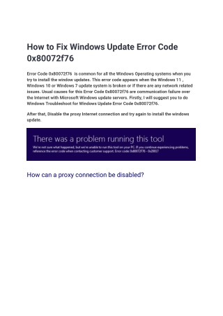 How to Fix Windows Update Error Code 0x80072f76