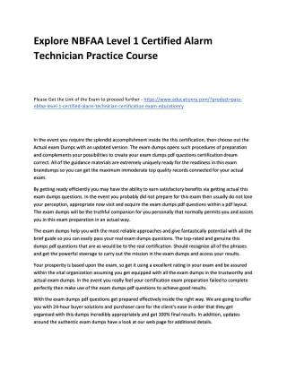 NBFAA Level 1 Certified Alarm Technician