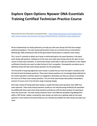 Open Options Npower DNA Essentials Training Certified Technician
