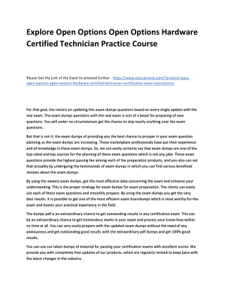Open Options Open Options Hardware Certified Technician