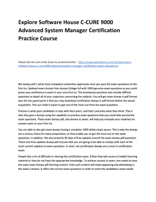 Software House C-CURE 9000 Advanced System Manager Certification