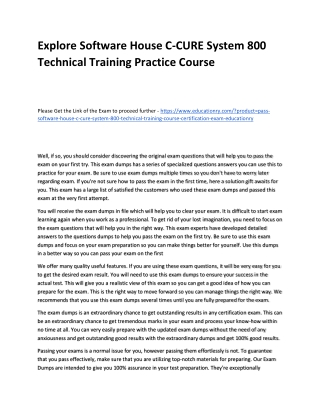 Software House C-CURE System 800 Technical Training Course