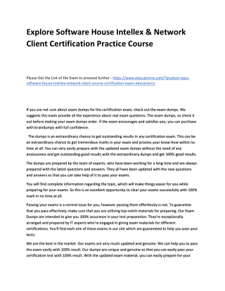Software House Intellex & Network Client Certification Course