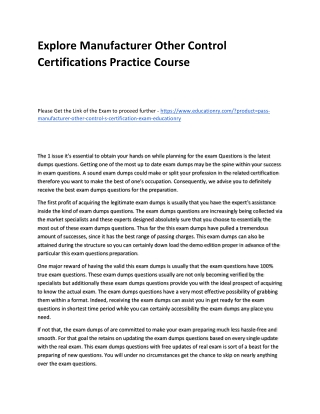 Manufacturer Other Control Certifications
