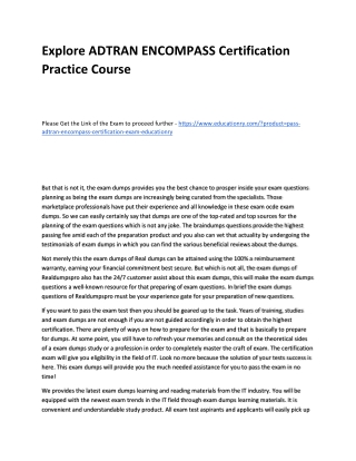 ADTRAN ENCOMPASS Certification