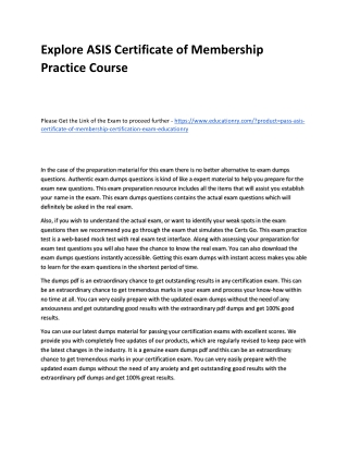 ASIS Certificate of Membership