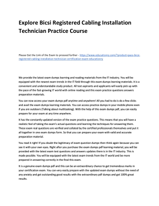 Bicsi Registered Cabling Installation Technician