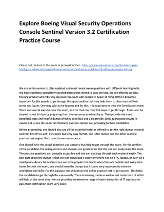 Boeing Visual Security Operations Console Sentinel Version 3.2 Certification