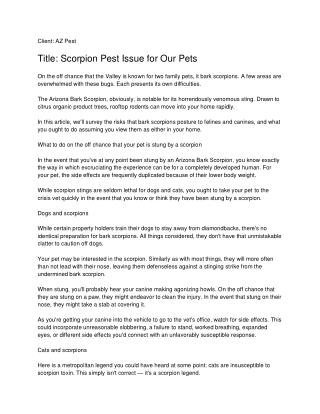 Scorpion Pest Issue for Our Pets_ AZ Pest