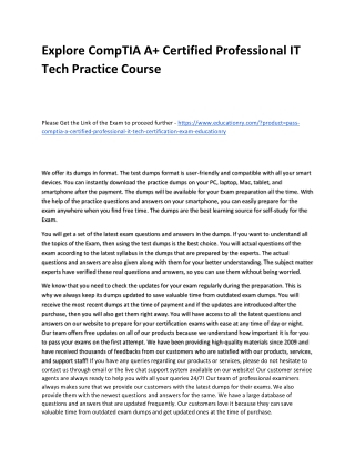 CompTIA A  Certified Professional IT Tech
