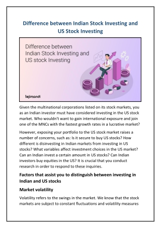 Difference between Indian Stock Investing and US Stock Investing