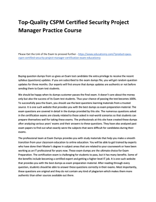 CSPM Certified Security Project Manager