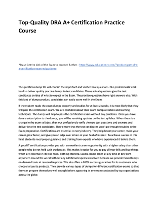 DRA A  Certification