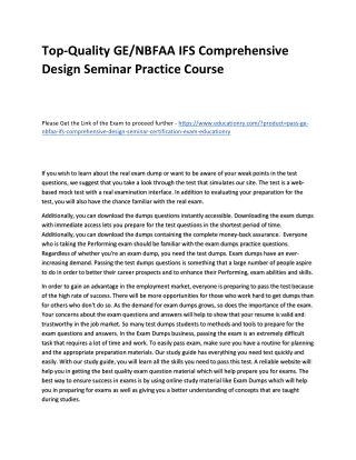 GE/NBFAA IFS Comprehensive Design Seminar
