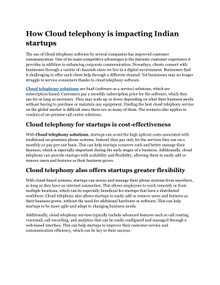 How Cloud telephony is impacting Indian startups.docx