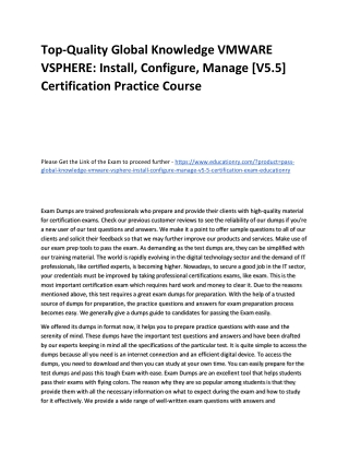Global Knowledge VMWARE VSPHERE: Install, Configure, Manage [V5.5] Certification