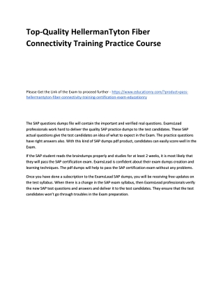 HellermanTyton Fiber Connectivity Training