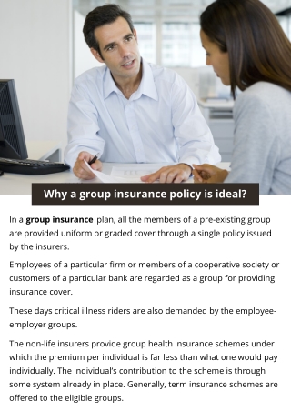 Why a group insurance policy is ideal