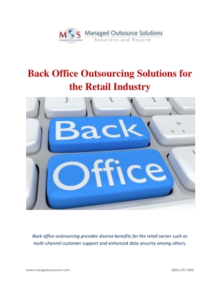 Retail Sector Back Office Outsourcing Solutions