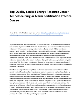 Limited Energy Resource Center Tennessee Burglar Alarm Certification