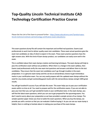 Lincoln Technical Institute CAD Technology Certification