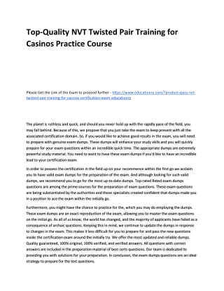 NVT Twisted Pair Training for Casinos