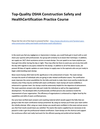 OSHA Construction Safety and HealthCertification