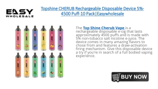 Topshine CHERUB Rechargeable Disposable Device 5%-4500 Puff-10 Pack