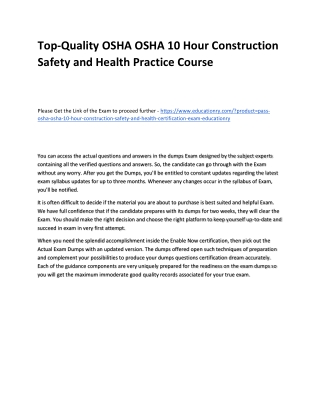 OSHA OSHA 10 Hour Construction Safety and Health