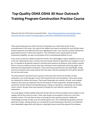 OSHA OSHA 30 Hour Outreach Training Program-Construction