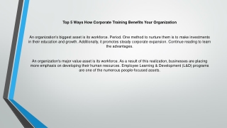 Top 5 Ways How Corporate Training Benefits Your 24